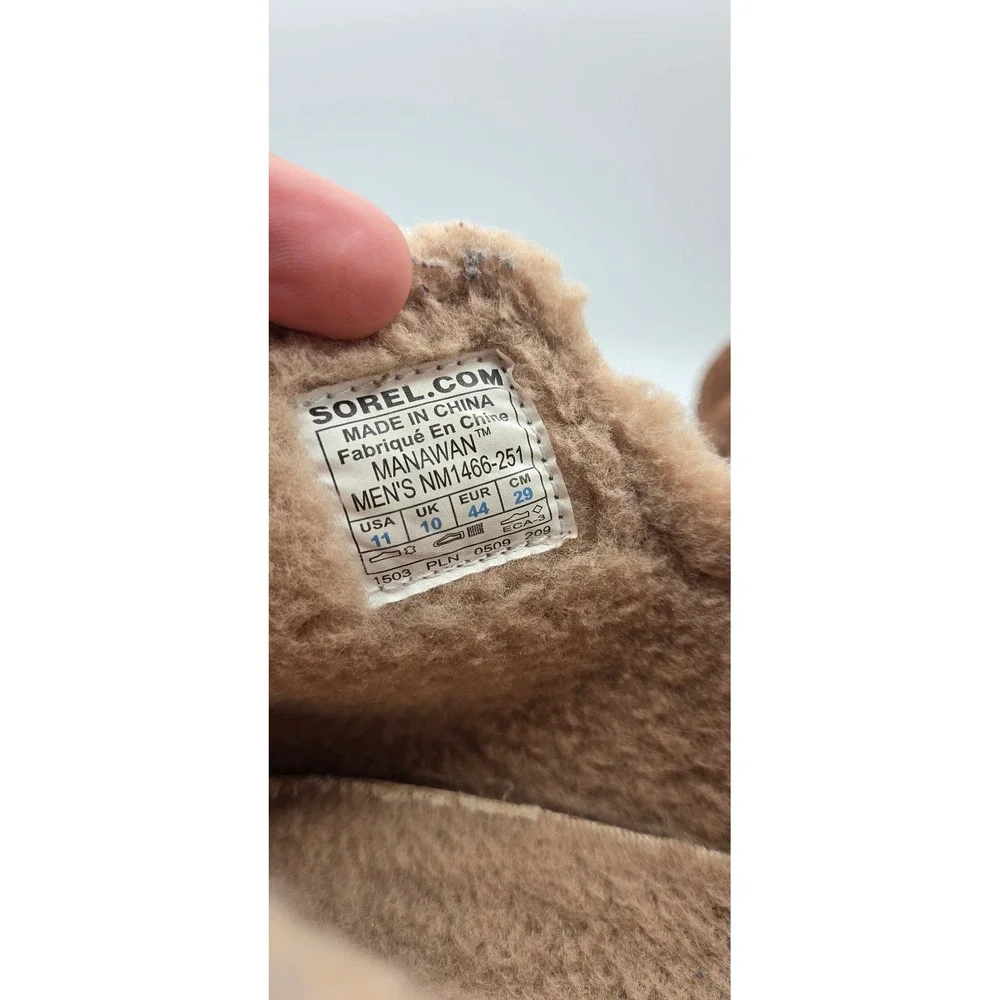 Sorel Manawan II Men's Slippers Size 11 Brown Suede Fleece Moccasin Slip On